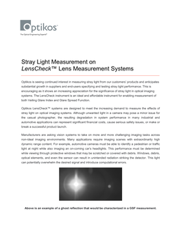 Stray Light Measurement on Lenscheck™ Lens Measurement Systems