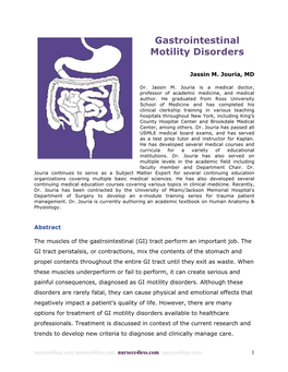 Gastrointestinal Motility Disorders