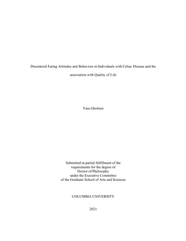 Disordered Eating Attitudes and Behaviors in Individuals with Celiac Disease and The