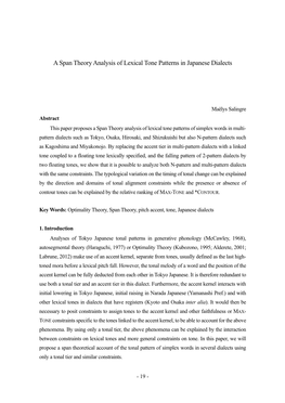 A Span Theory Analysis of Lexical Tone Patterns in Japanese Dialects