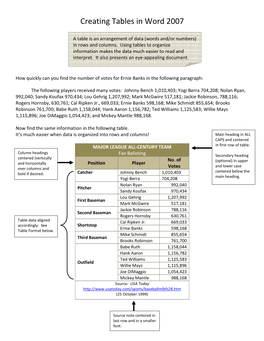 Creating Tables in Word 2007