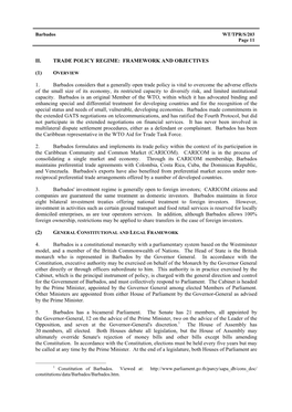 1. Barbados Considers That a Generally Open Trade Policy Is Vital to Over