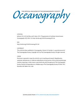 THE Official Magazine of the OCEANOGRAPHY SOCIETY