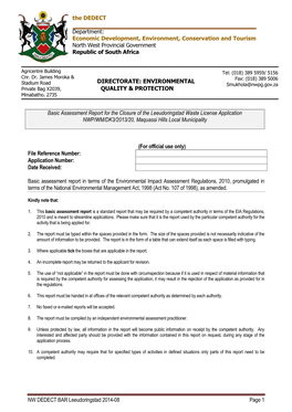 NW DEDECT BAR Leeudoringstad 2014-08 Page 1 Basic Assessment