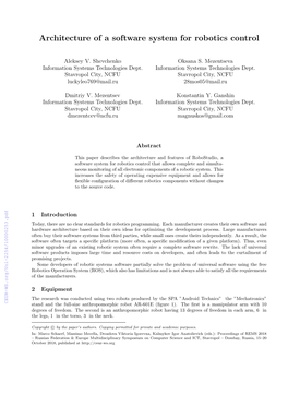 Architecture of a Software System for Robotics Control