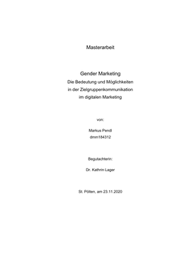 Masterarbeit Gender Marketing