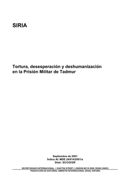 Tortura, Desesperación Y Deshumanización En La Prisión Militar De Tadmur