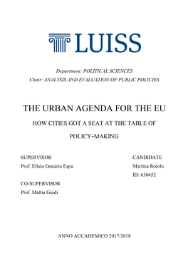 The Urban Agenda for the Eu
