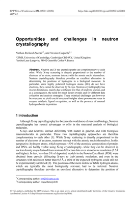 Opportunities and Challenges in Neutron Crystallography