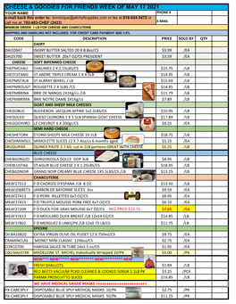 Cheese & Goodies for Friends Week of May 17 2021