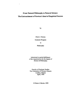 From Natural Philosophy to Natural Science: the Entrenchment of Newton's Ideal of Empirical Success