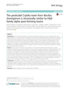 The Pesticidal Cry6aa Toxin from Bacillus Thuringiensis Is Structurally