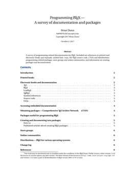 Programming LATEX— a Survey of Documentation and Packages