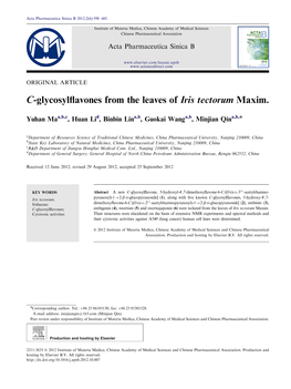 C-Glycosylflavones from the Leaves of Iris Tectorum Maxim