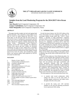 Insights from the Load Monitoring Program for the 2014-2015 Volvo Ocean Race