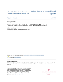 Transformative Events in the LGBTQ Rights Movement