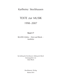 TEXTE Zur MUSIK 199 8 –2007