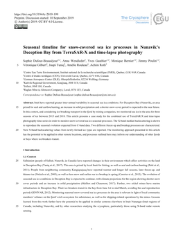 Seasonal Timeline for Snow-Covered Sea Ice Processes in Nunavik's