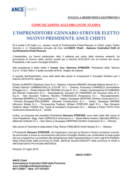 Comunicato Stampa Rinnovo Presidenza 20072016