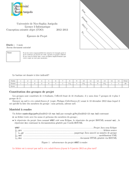 Universitée De Nice-Sophia Antipolis Licence 3 Informatique Conception Orientée Objet (COO) 2012–2013 Épreuve De Projet