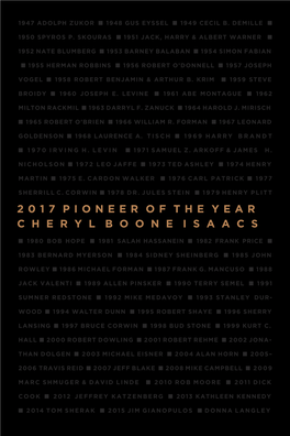 2017 Pioneer of the Year C H E R Y L B O O N E I S a A