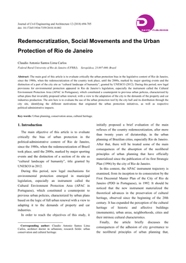 Redemocratization, Social Movements and the Urban Protection of Rio De Janeiro