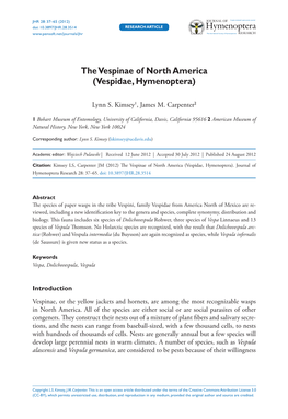 The Vespinae of North America (Vespidae, Hymenoptera) 37 Doi: 10.3897/JHR.28.3514 Research Article