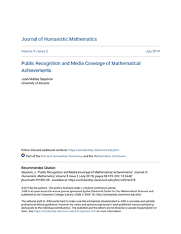 Public Recognition and Media Coverage of Mathematical Achievements