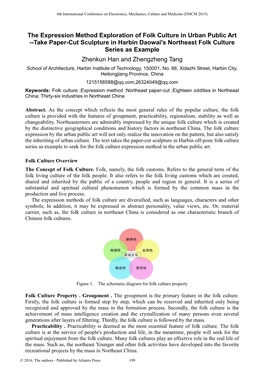 The Expression Method Exploration of Folk Culture in Urban Public Art --Take Paper-Cut Sculpture in Harbin Daowai's Northeast Folk Culture Series As Example