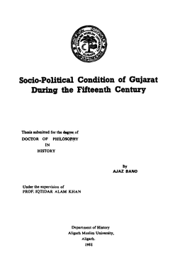 Socio-Political Condition of Gujarat Daring the Fifteenth Century