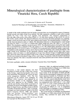 Mineralogical Characterization of Paulingite from Vinarick I Hora, Czech Republic