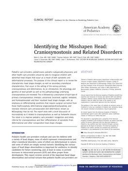 Identifying the Misshapen Head: Craniosynostosis and Related Disorders Mark S