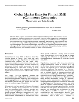 Global Market Entry for Finnish SME Ecommerce Companies Marko Mäki and Tuija Toivola