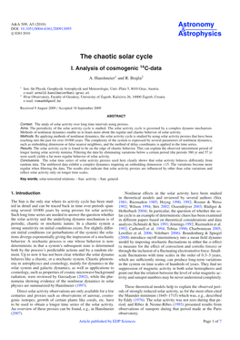 The Chaotic Solar Cycle