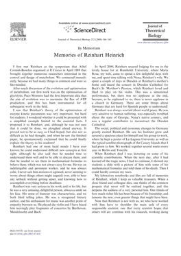 Memories of Reinhart Heinrich