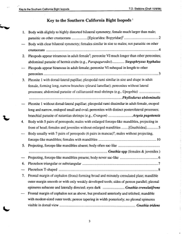 Key to the Southern California Bight Isopods1