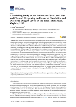 A Modeling Study on the Influence of Sea-Level Rise and Channel Deepening on Estuarine Circulation and Dissolved Oxygen Levels I