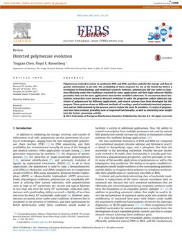 Directed Polymerase Evolution ⇑ Tingjian Chen, Floyd E