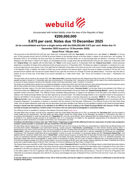 €200,000,000 5.875 Per Cent. Notes Due 15 December 2025 (To Be Consolidated and Form a Single Series with the €550,000,000 5.875 Per Cent