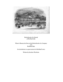 The Story of the Knickerbocker Ice Company and Rockland Lake an I