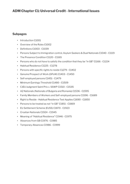 ADM Chapter C1: Universal Credit - International Issues