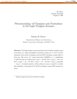 Phenomenology of Charginos and Neutralinos in the Light Gaugino Scenario