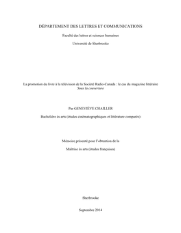 Département Des Lettres Et Communications