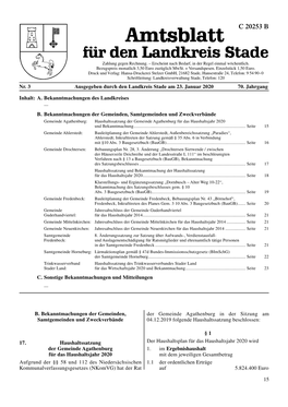 15 B. Bekanntmachungen Der Gemeinden, Samtgemeinden Und