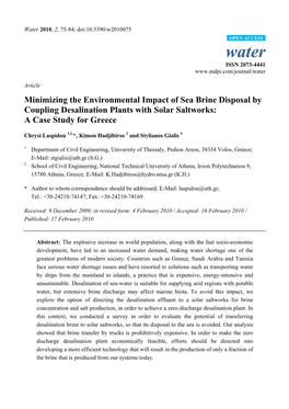 Minimizing the Environmental Impact of Sea Brine Disposal by Coupling Desalination Plants with Solar Saltworks: a Case Study for Greece