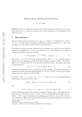 Simple Zeros of the Zeta Function 2 Form Ρ, T R