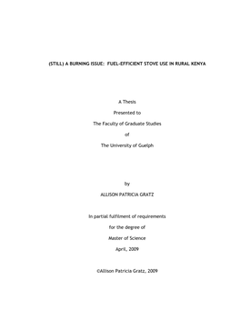 (Still) a Burning Issue: Fuel-Efficient Stove Use in Rural Kenya
