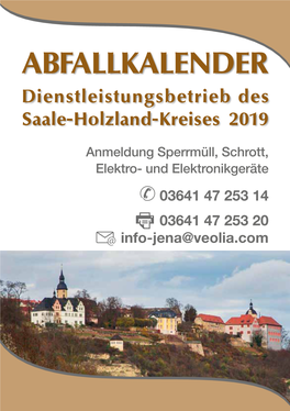 ABFALLKALENDER Dienstleistungsbetrieb Des Saale-Holzland-Kreises 2019