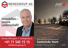 Renato Menegola I Menegroup.Ch Mitteilungsblatt Und Terminkalender Der Gemeinde Horn +41 71 545 15 15 -Minds.Ch
