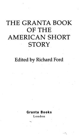 The Granta Book of the American Short Story